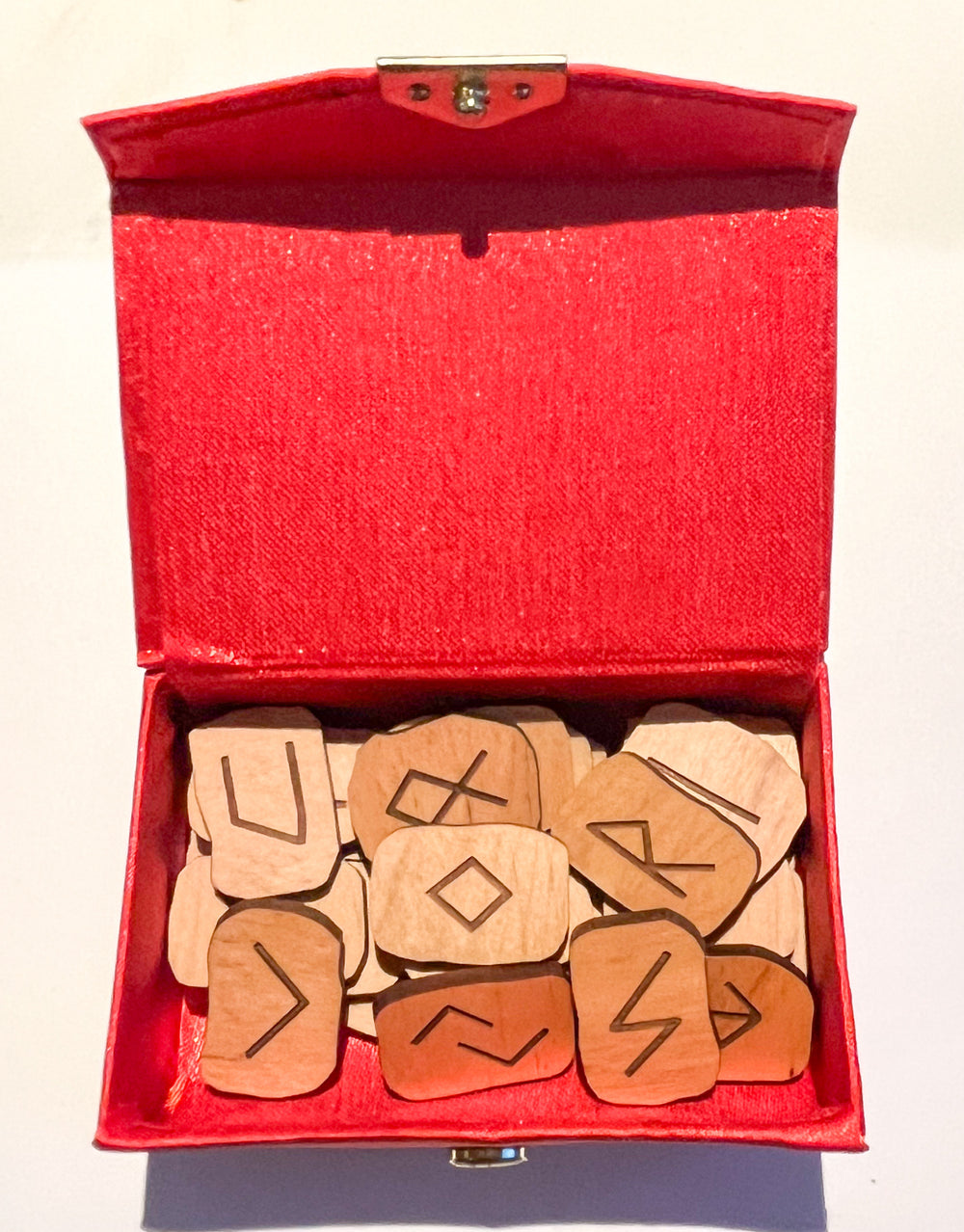 Elder Futhark Rune Set — 26 Handcrafted Pieces in custom Satin Box
