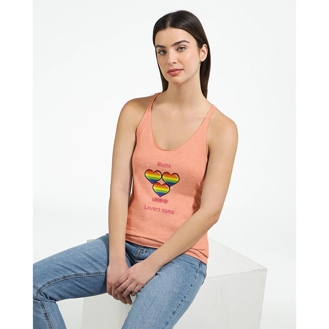 Loved by with Pride Women's Racerback Tank Top in Vintage Light Orange