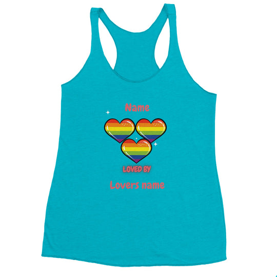 Loved by with Pride Women's Racerback Tank Top in Tahiti Blue