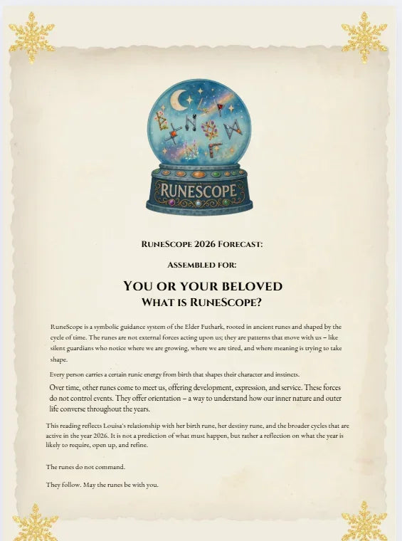 Personalized Birth/Fate RuneScope chart with 2026 Forecast