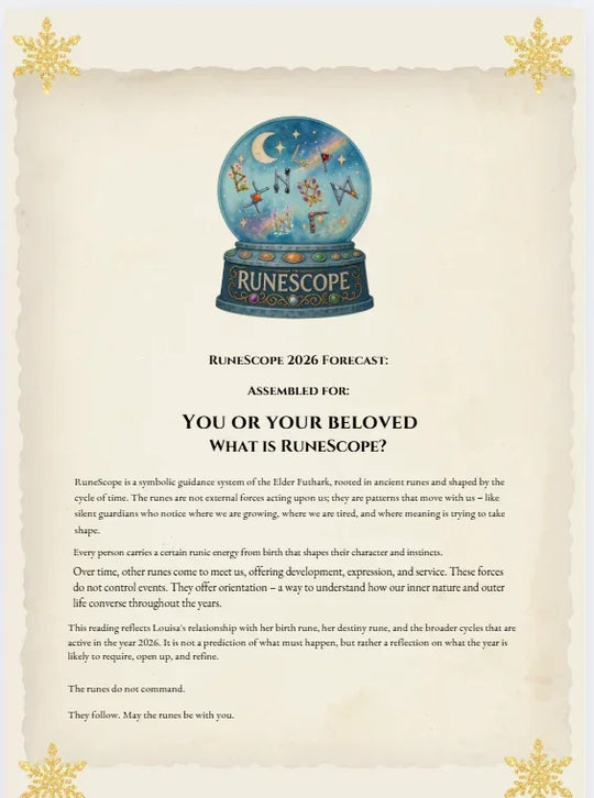 Personalized Birth/Fate RuneScope chart with 2026 Forecast