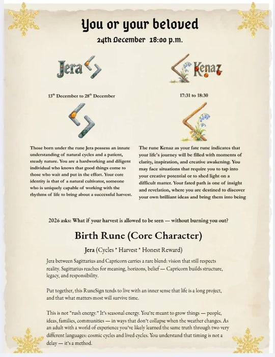 Personalized Birth/Fate RuneScope chart with 2026 Forecast
