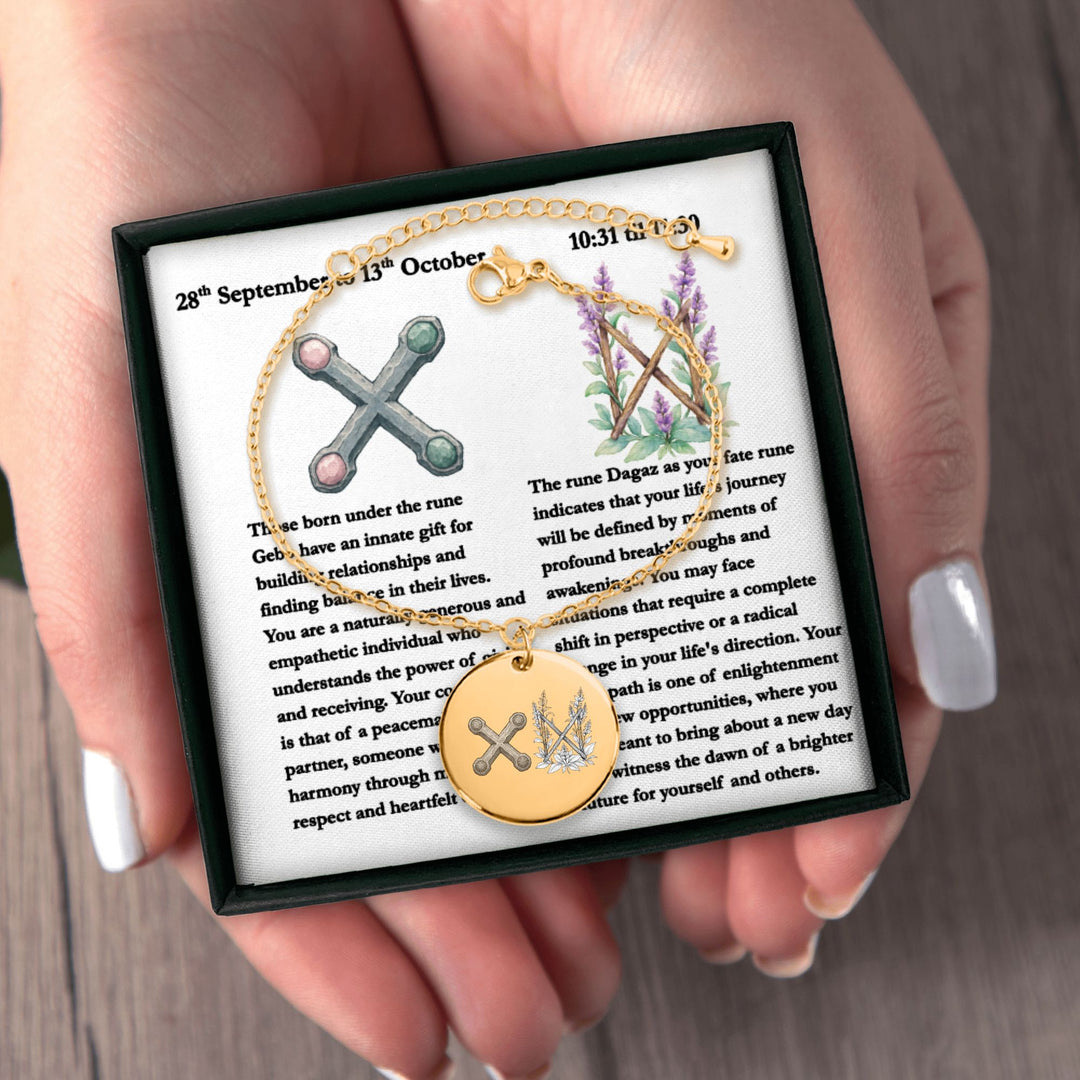 RuneScope Original Birth & Fate Rune Coin Bracelet - Personalized Elder Futhark Jewelry