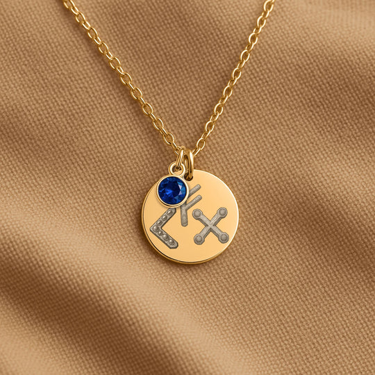 Birth Rune Trio - Family Coin Necklace With Birthstone