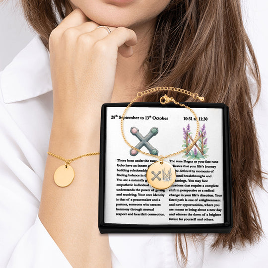 RuneScope Original Birth & Fate Rune Coin Bracelet - Personalized Elder Futhark Jewelry