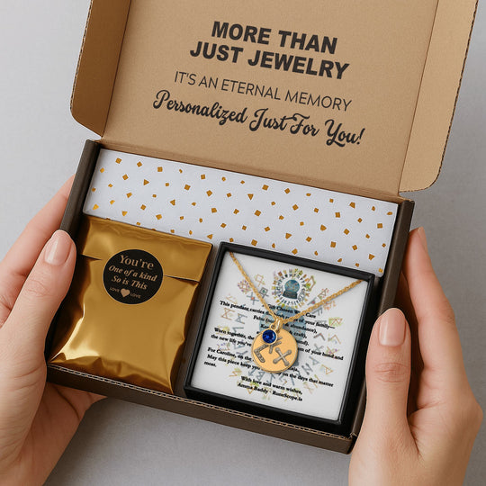 Birth Rune Trio - Family Coin Necklace With Birthstone