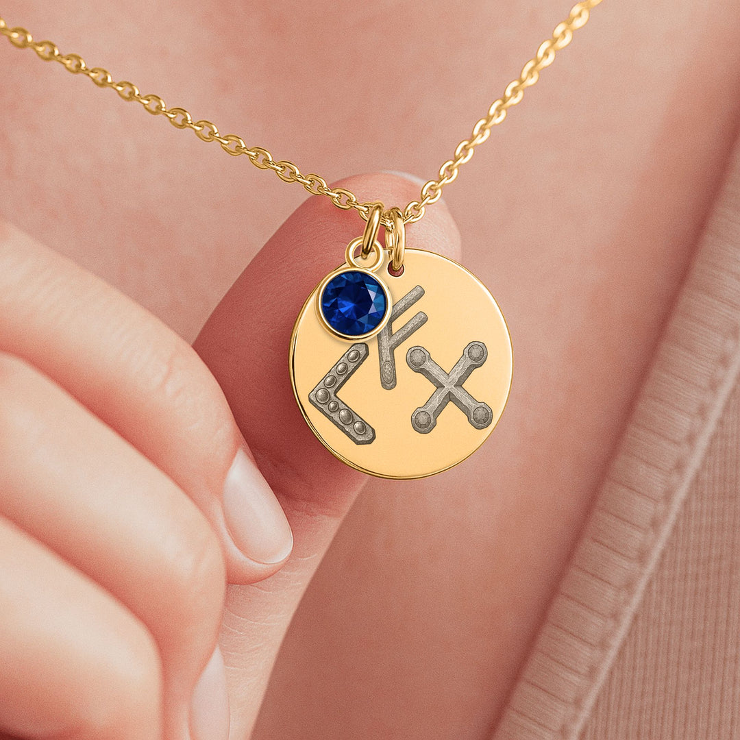 Birth Rune Trio - Family Coin Necklace With Birthstone